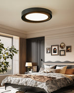 Kaelen Duet Flush Mount Ceiling Light – Modern LED Wood Grain & Iron