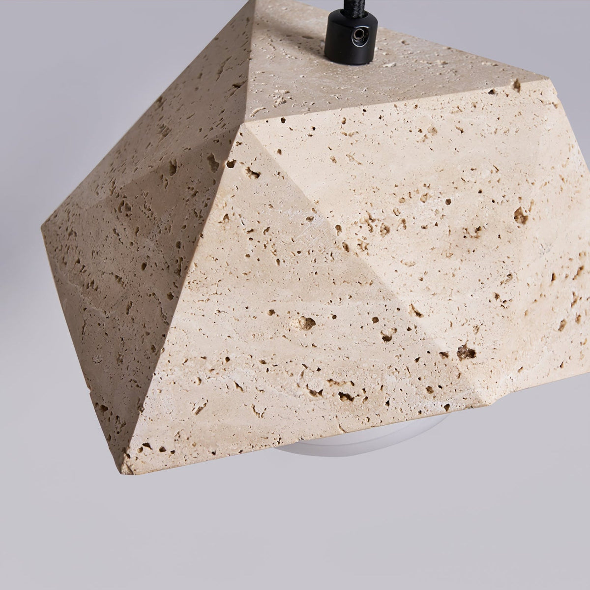 Kaelo Pendant Light in Yellow Travertine with Glass Globe