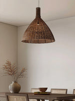Kalani Woven Rattan Pendant Light – Natural Organic Modern Hanging Lamp
