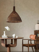 Kalani Woven Rattan Pendant Light – Natural Organic Modern Hanging Lamp