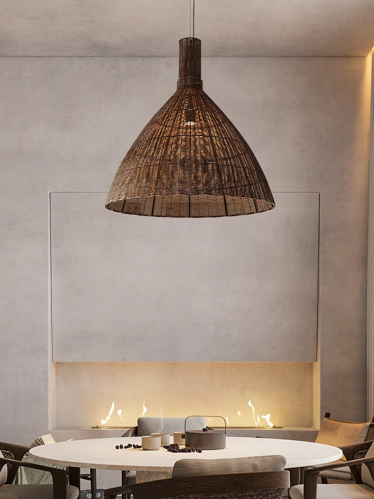 Kalani Woven Rattan Pendant Light – Natural Organic Modern Hanging Lamp