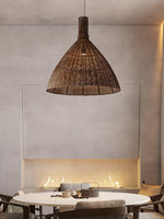 Kalani Woven Rattan Pendant Light – Natural Organic Modern Hanging Lamp