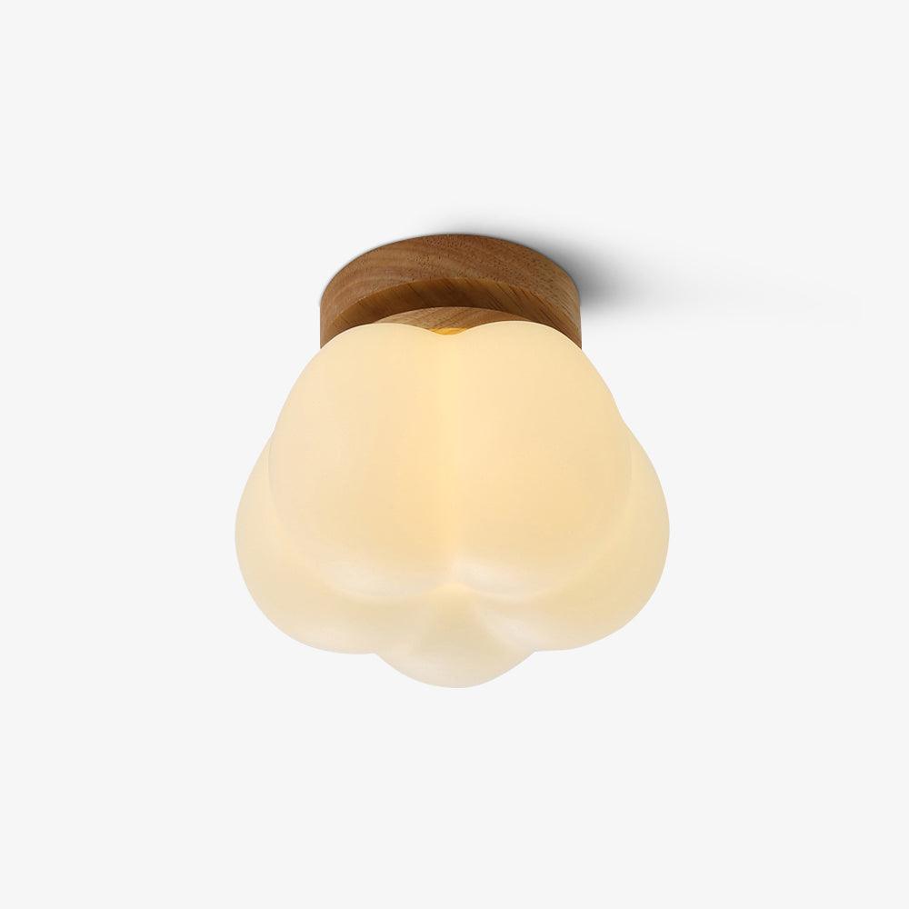 Kapok Flower Mini Flush Mount Ceiling Light in Wood Grain Metal