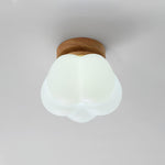 Kapok Flower Mini Flush Mount Ceiling Light in Wood Grain Metal