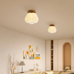 Kapok Flower Mini Flush Mount Ceiling Light in Wood Grain Metal