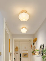 Kapok Flower Mini Flush Mount Ceiling Light in Wood Grain Metal