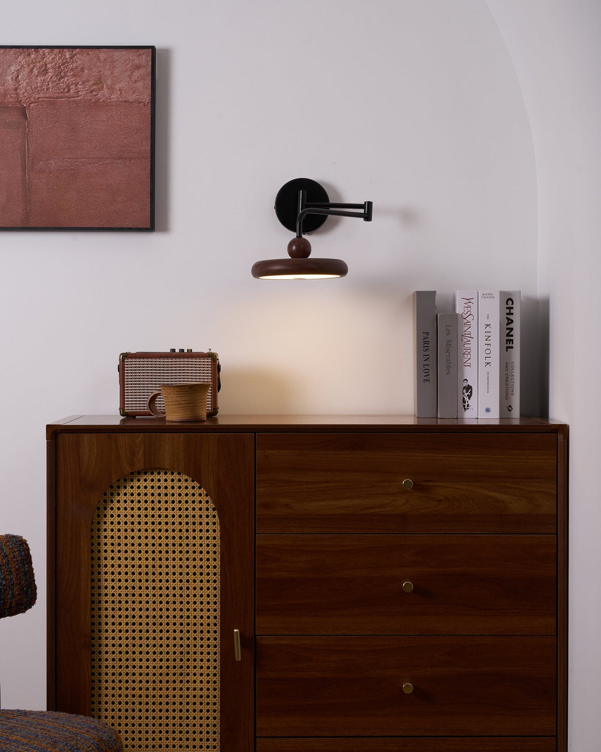 Karlin Swing Arm LED Wall Sconce in Metal and Acrylic