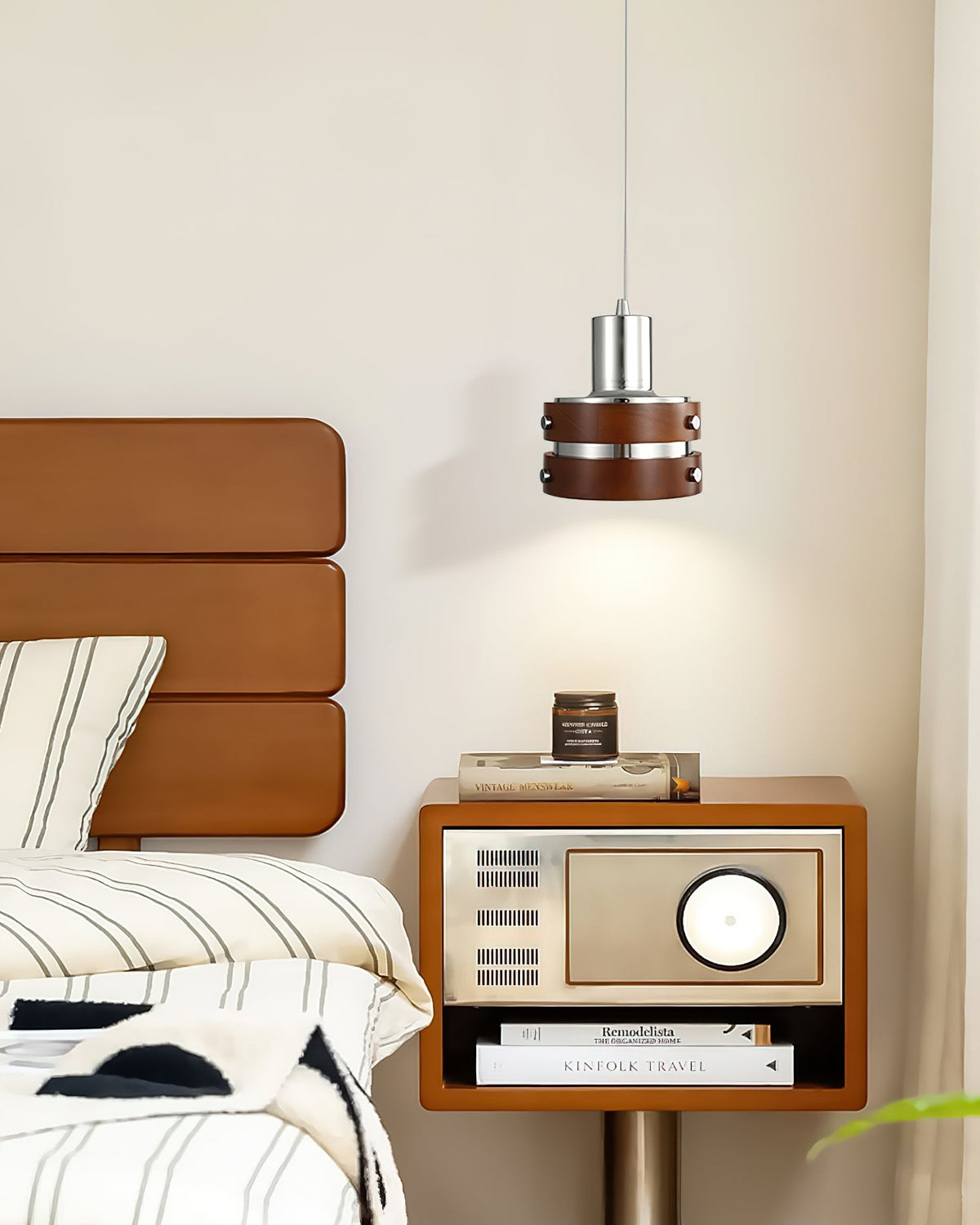 Karry Pendant Light in Chrome and Walnut Wood for Modern Interiors