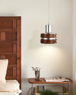 Karry Pendant Light in Chrome and Walnut Wood for Modern Interiors