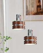 Karry Pendant Light in Chrome and Walnut Wood for Modern Interiors
