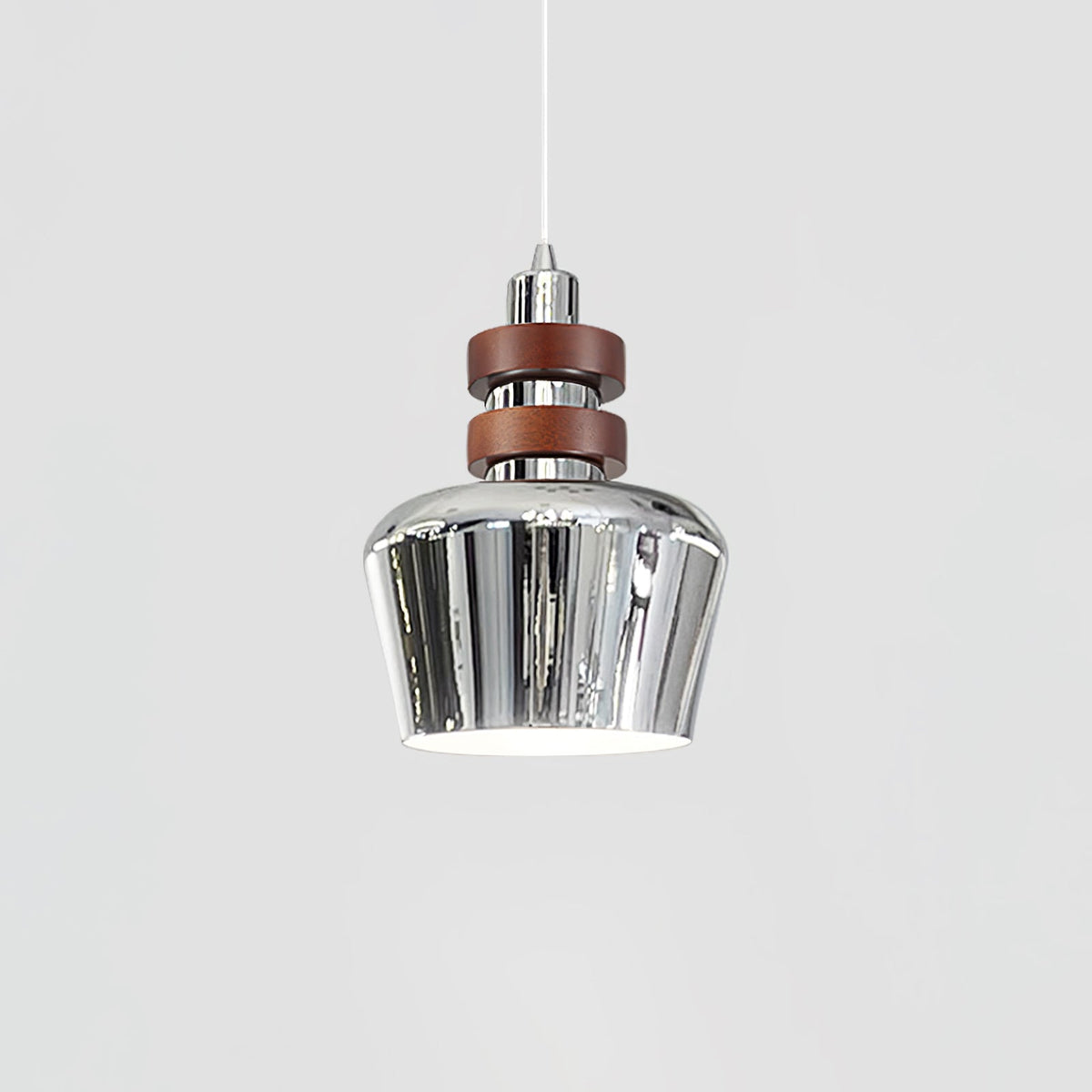 Karry Pendant Light in Chrome and Walnut Wood for Modern Interiors