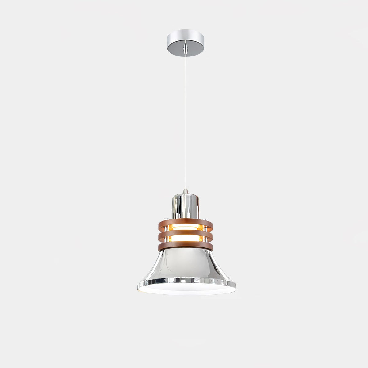 Karry Pendant Light in Chrome and Walnut Wood for Modern Interiors