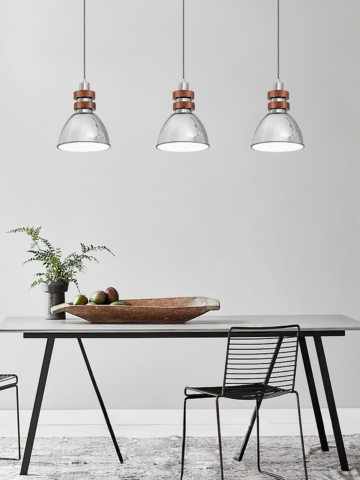 Karry Pendant Light in Chrome and Walnut Wood for Modern Interiors