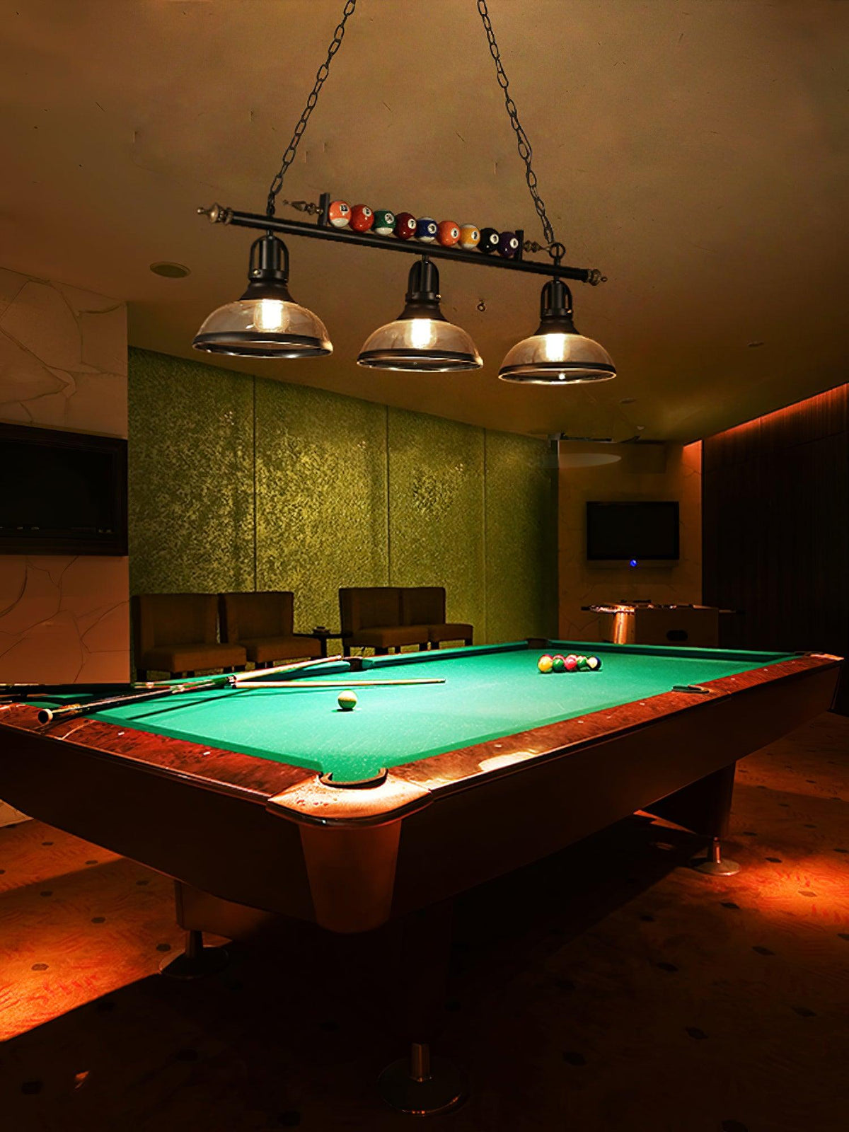Kasha Billiard Chandelier – Modern Glass Linear Pendant for Kitchen Island and Game Room