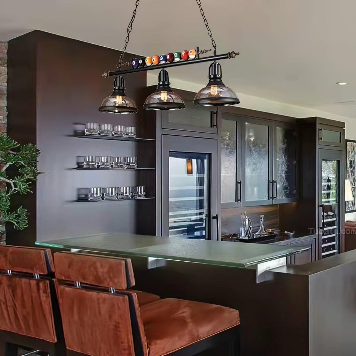Kasha Billiard Chandelier – Modern Glass Linear Pendant for Kitchen Island and Game Room