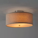 Kasha Linen Flush Mount Ceiling Light – Modern Minimalist Fabric Shade for Bedroom and Living Room