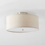 Kasha Linen Flush Mount Ceiling Light – Modern Minimalist Fabric Shade for Bedroom and Living Room