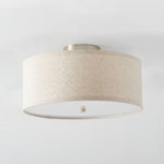 Kasha Linen Flush Mount Ceiling Light – Modern Minimalist Fabric Shade for Bedroom and Living Room