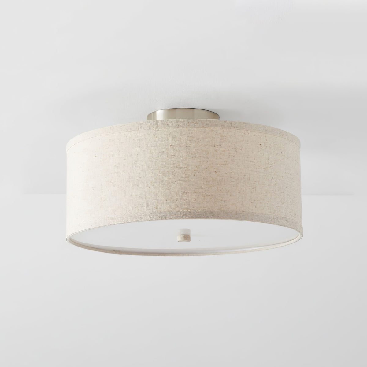 Kasha Linen Flush Mount Ceiling Light – Modern Minimalist Fabric Shade for Bedroom and Living Room