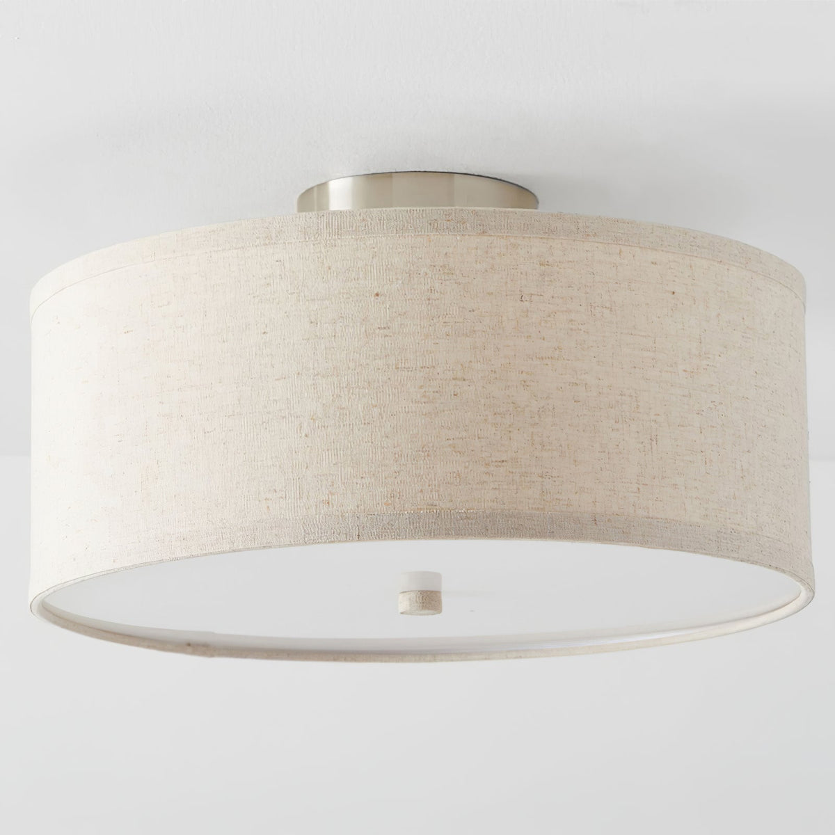 Kasha Linen Flush Mount Ceiling Light – Modern Minimalist Fabric Shade for Bedroom and Living Room