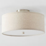 Kasha Linen Flush Mount Ceiling Light – Modern Minimalist Fabric Shade for Bedroom and Living Room