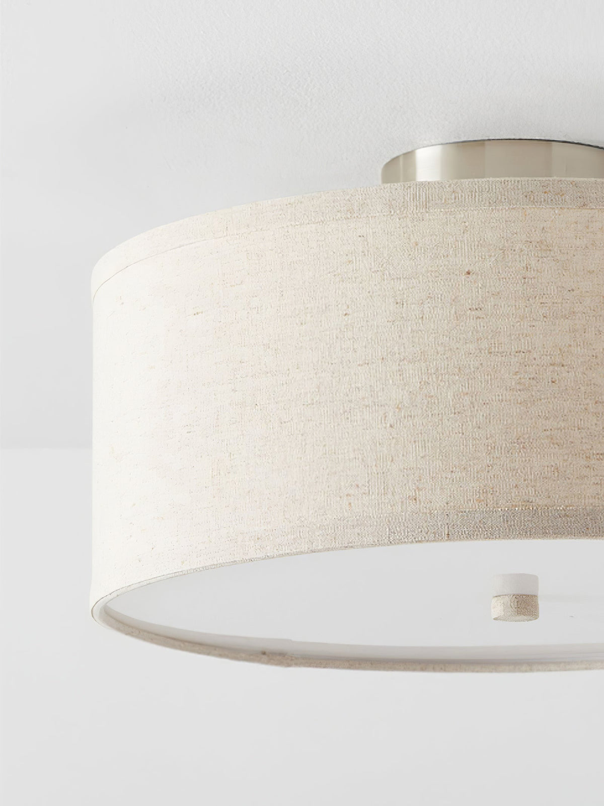 Kasha Linen Flush Mount Ceiling Light – Modern Minimalist Fabric Shade for Bedroom and Living Room