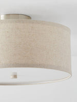 Kasha Linen Flush Mount Ceiling Light – Modern Minimalist Fabric Shade for Bedroom and Living Room