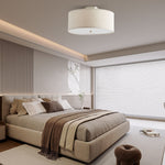 Kasha Linen Flush Mount Ceiling Light – Modern Minimalist Fabric Shade for Bedroom and Living Room