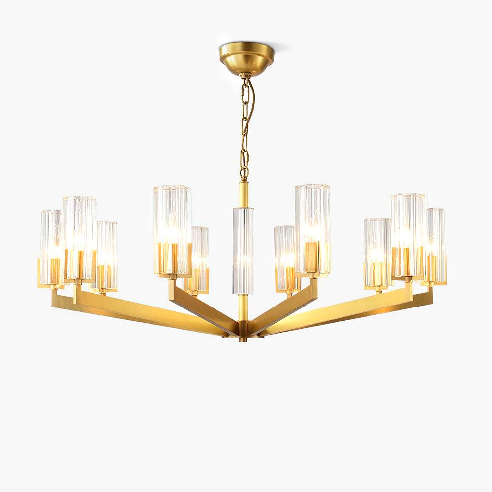 Kayla Brass Chandelier – Modern Glass Pendant Light for Dining Room & Living Room