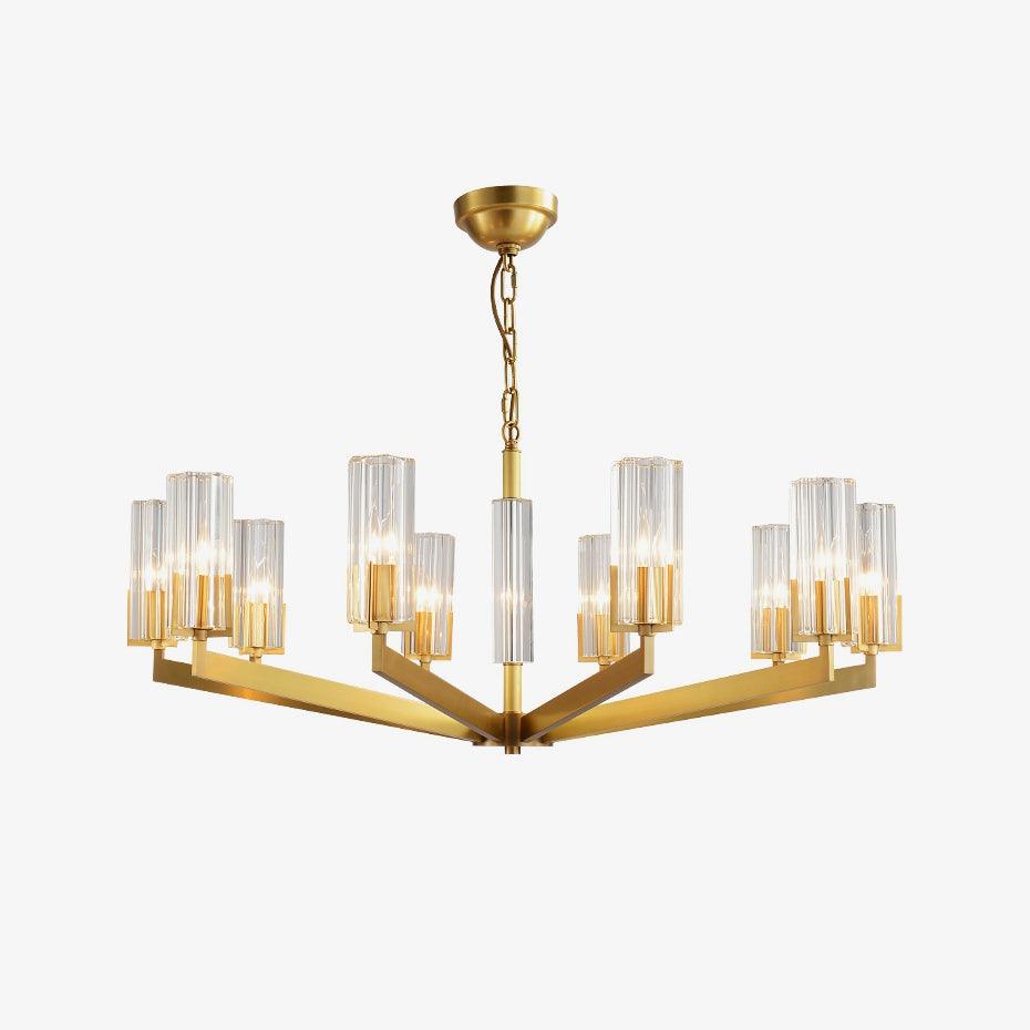 Kayla Brass Chandelier – Modern Glass Pendant Light for Dining Room & Living Room