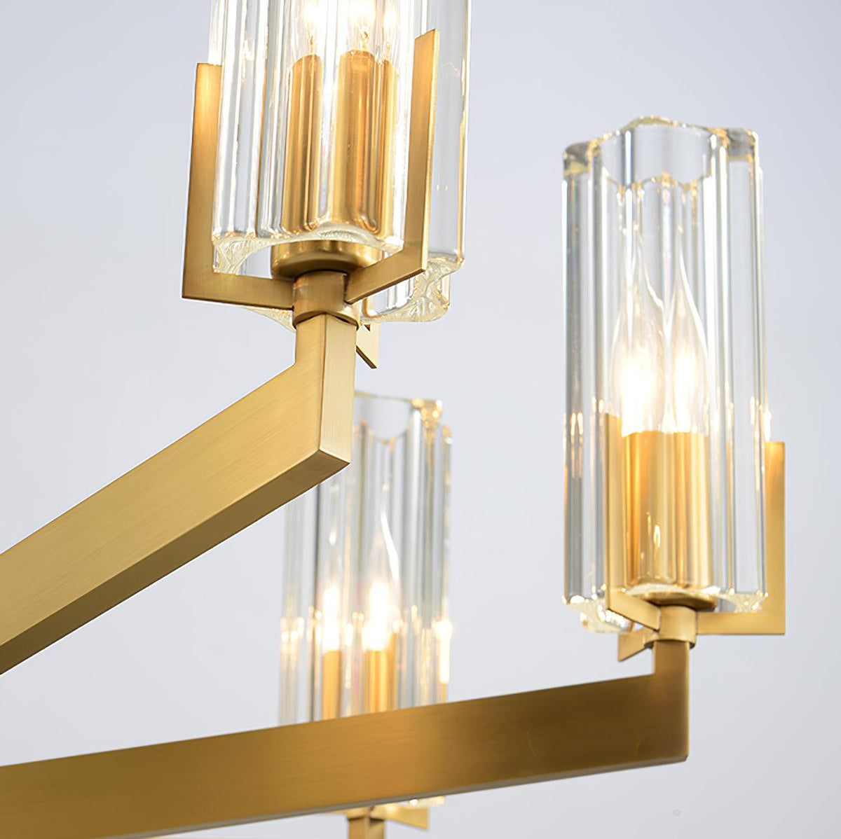 Kayla Brass Chandelier – Modern Glass Pendant Light for Dining Room & Living Room
