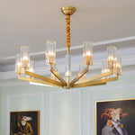 Kayla Brass Chandelier – Modern Glass Pendant Light for Dining Room & Living Room
