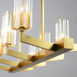 Kayla Brass Chandelier – Modern Glass Pendant Light for Dining Room & Living Room