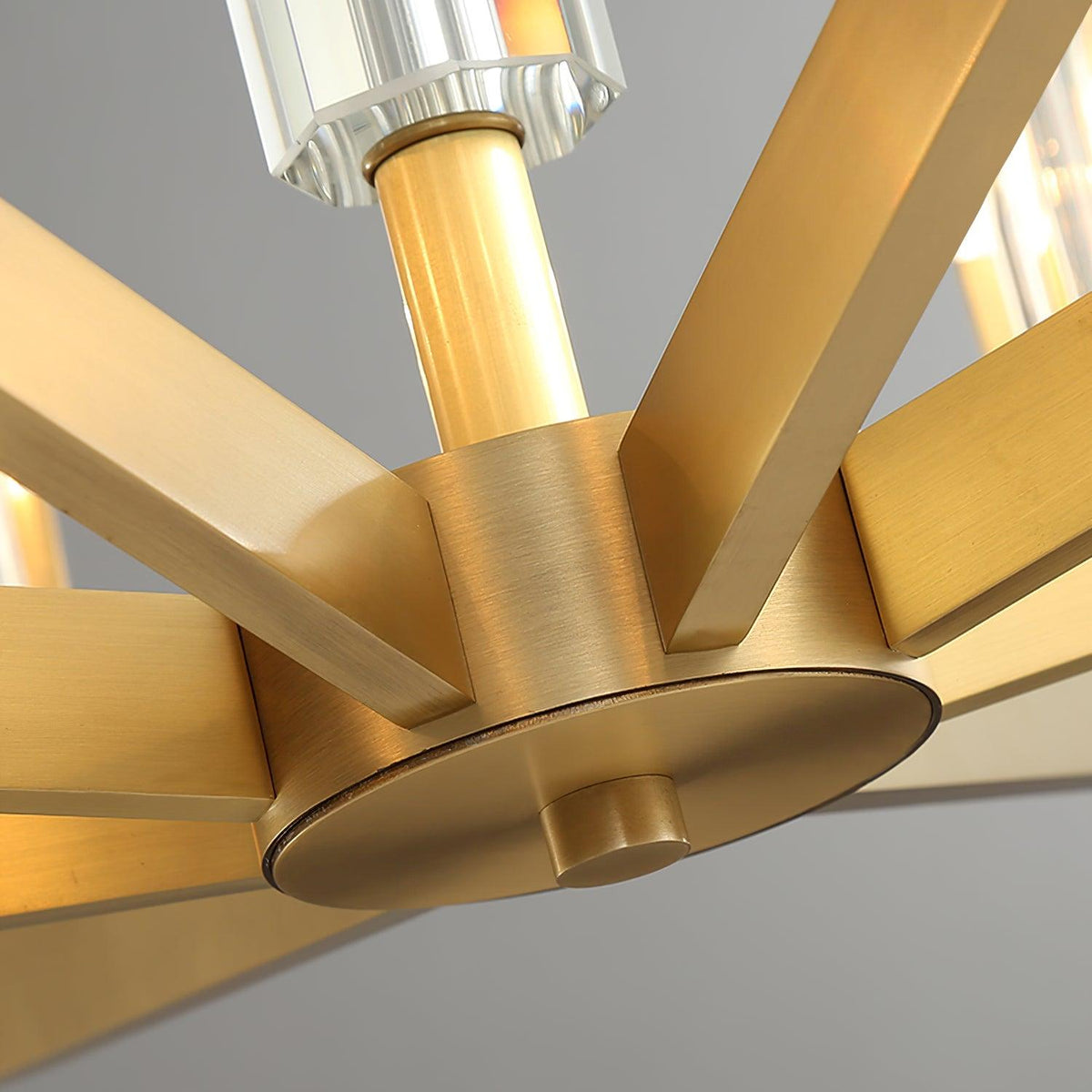 Kayla Brass Chandelier – Modern Glass Pendant Light for Dining Room & Living Room