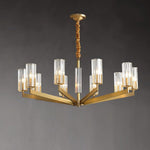 Kayla Brass Chandelier – Modern Glass Pendant Light for Dining Room & Living Room