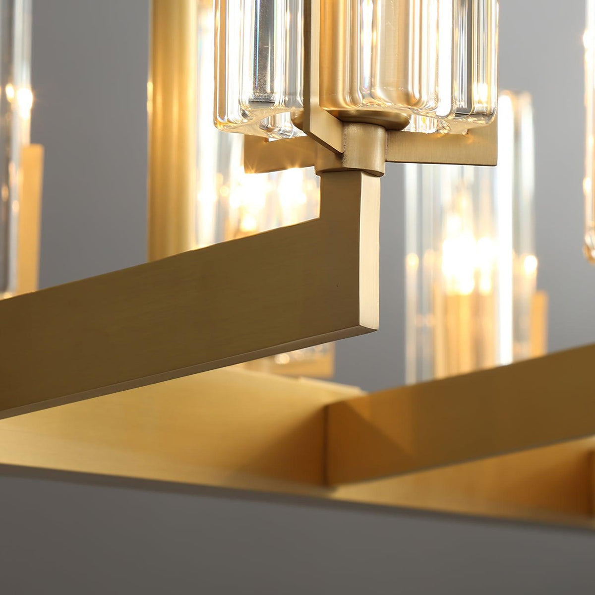 Kayla Brass Chandelier – Modern Glass Pendant Light for Dining Room & Living Room