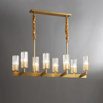 Kayla Brass Chandelier – Modern Glass Pendant Light for Dining Room & Living Room