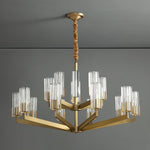 Kayla Brass Chandelier – Modern Glass Pendant Light for Dining Room & Living Room