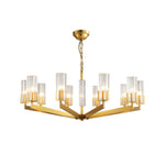 Kayla Brass Chandelier – Modern Glass Pendant Light for Dining Room & Living Room