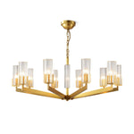 Kayla Brass Chandelier – Modern Glass Pendant Light for Dining Room & Living Room
