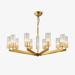 Kayla Brass Chandelier – Modern Glass Pendant Light for Dining Room & Living Room