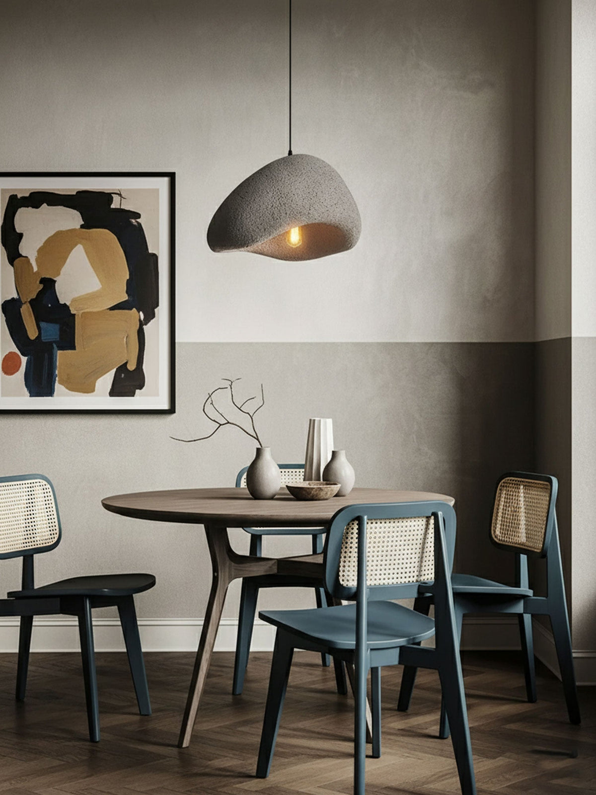 Selene Halia Pendant Light — Moon-Inspired Dome Pendant in Grey or White