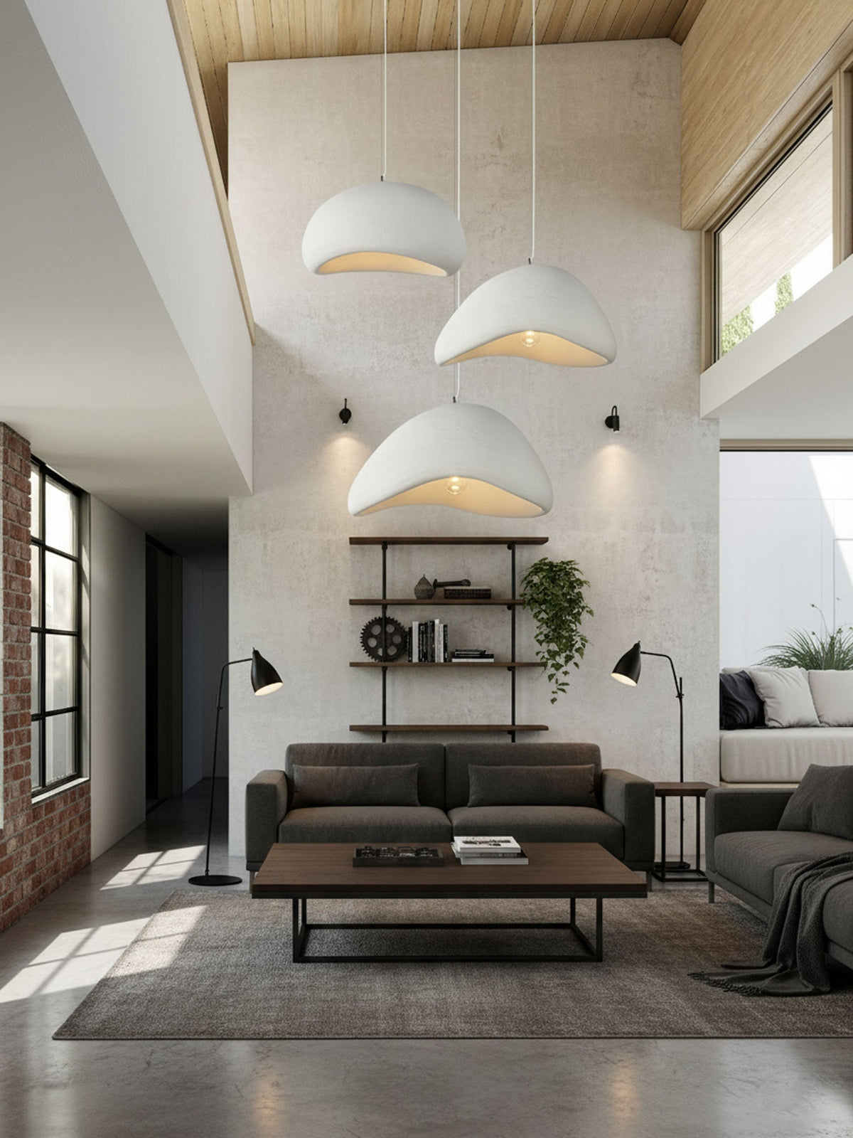 Selene Halia Pendant Light — Moon-Inspired Dome Pendant in Grey or White