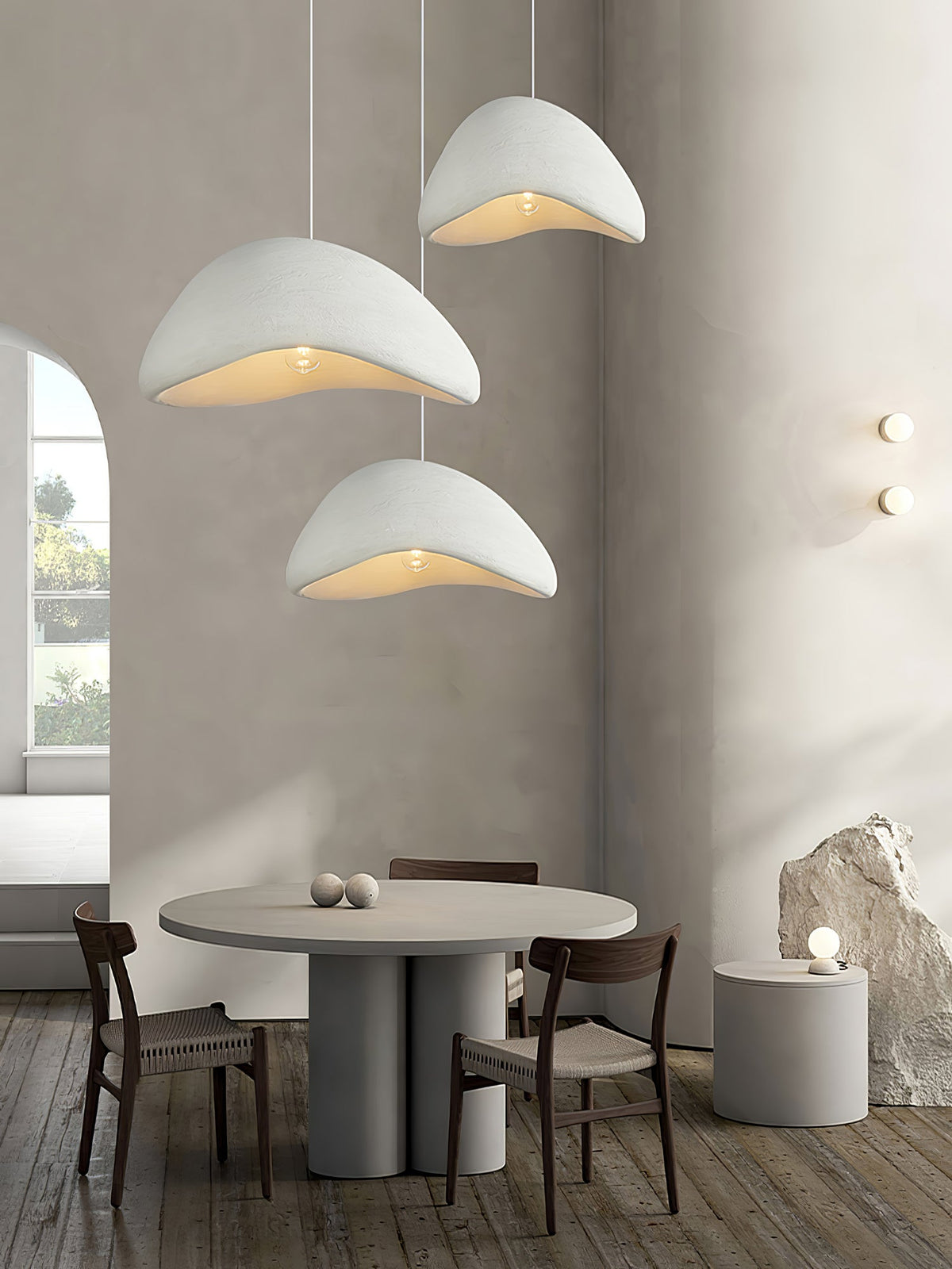 Selene Halia Pendant Light — Moon-Inspired Dome Pendant in Grey or White