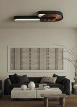 Kinetic Spiral Wall Sconce with LED Light in Black and Wood