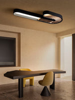 Kinetic Spiral Wall Sconce with LED Light in Black and Wood