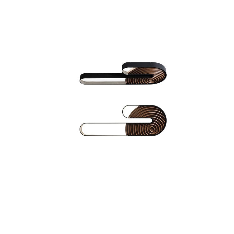 Kinetic Spiral Wall Sconce with LED Light in Black and Wood