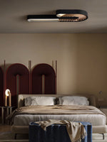 Kinetic Spiral Wall Sconce with LED Light in Black and Wood