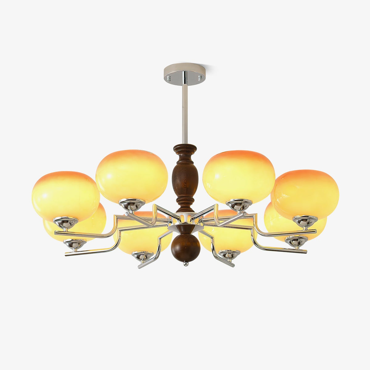 Kingsley Modern Glass Chandelier with Amber Globes for Dining Room and Living Room