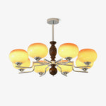 Kingsley Modern Glass Chandelier with Amber Globes for Dining Room and Living Room